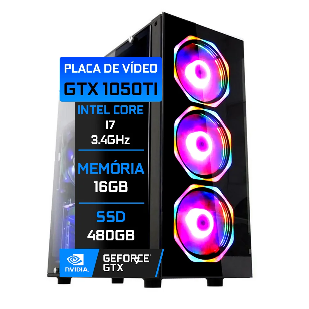 PC Gamer I7 16GB Gtx 1050ti 4GB SSD 480GB KaBuM