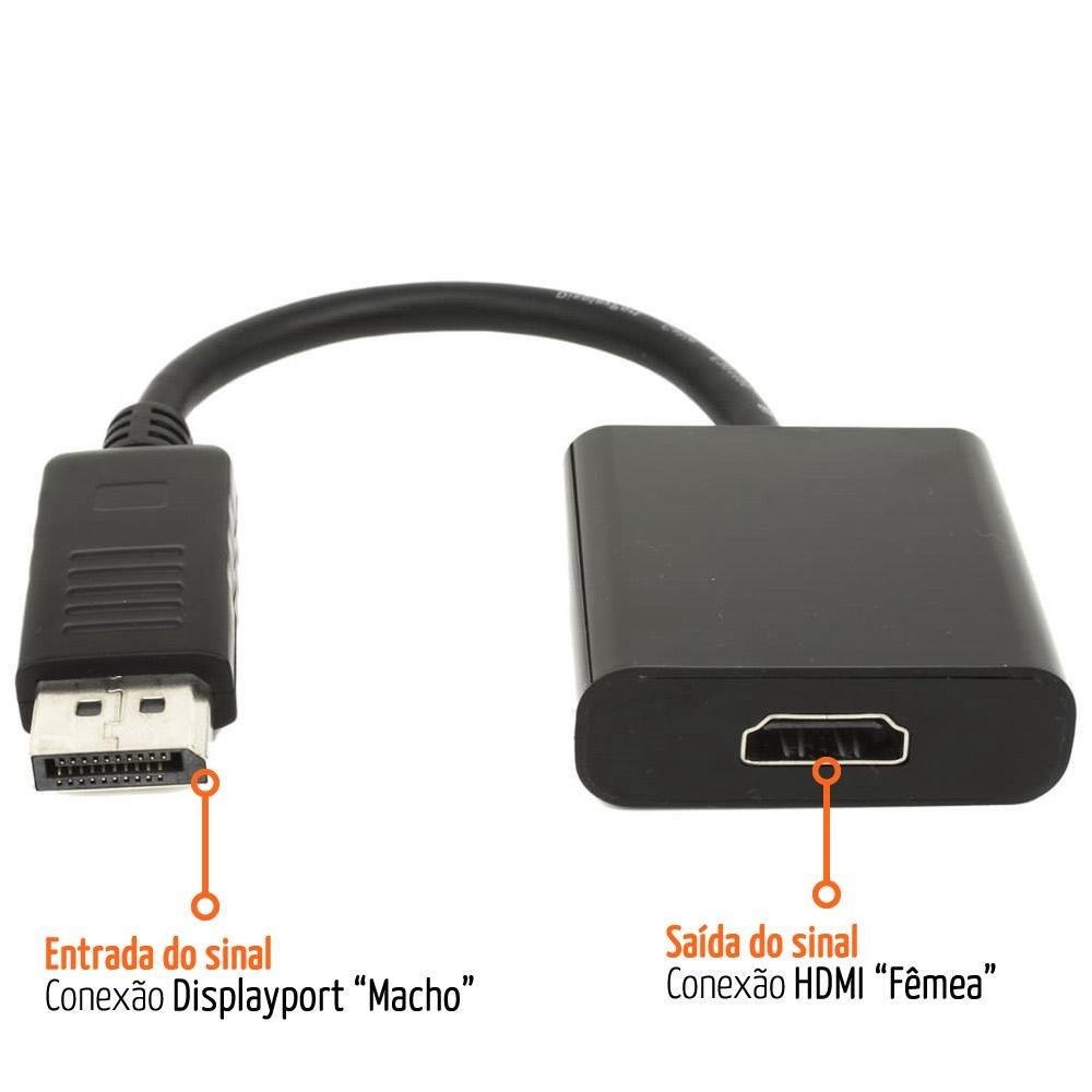 cabo adaptador conversor displayport to hdmi