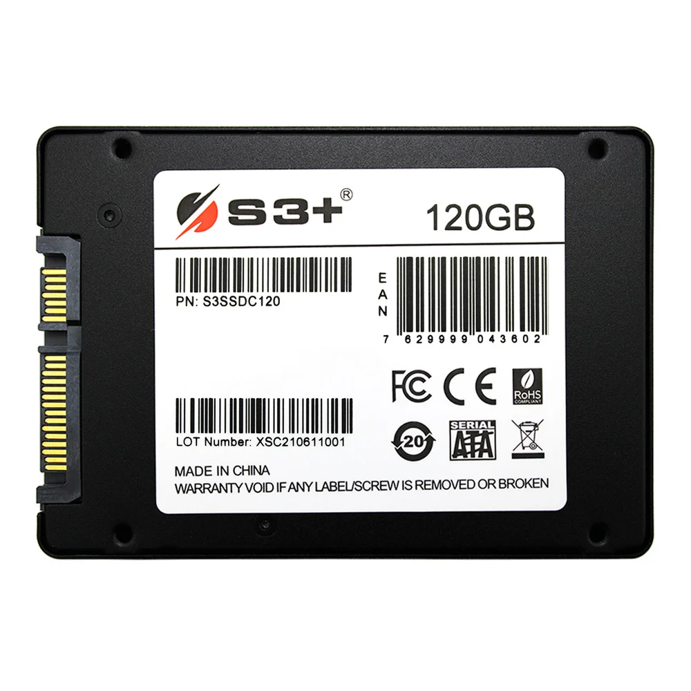SSD S3+ S3SSDC120 120GB, SATA, Leitura 550MB/s, Gravação 500MB/s, Preto SSD S3+ S3SSDC120 120GB, SATA, Leitura 550MB/s, Gravação 500MB/s, Preto