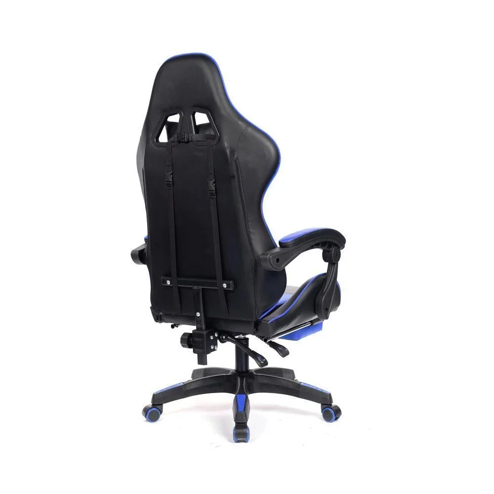 Cadeira Gamer Prizi Pz1006e, Até 120kg, Couro PU, Ângulo Ajustável, Descanso de Pé, Com Almofadas, Azul Cadeira Gamer Prizi Pz1006e, Até 120kg, Couro PU, Ângulo Ajustável, Descanso de Pé, Com Almofadas, Azul