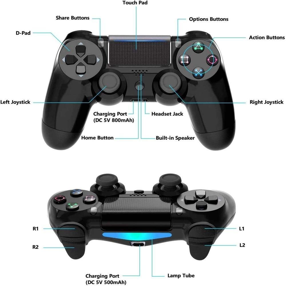 Controle Sem Fio, Ps4, ALTOMEX, Wired Double Shock 4, Preto | KaBuM!