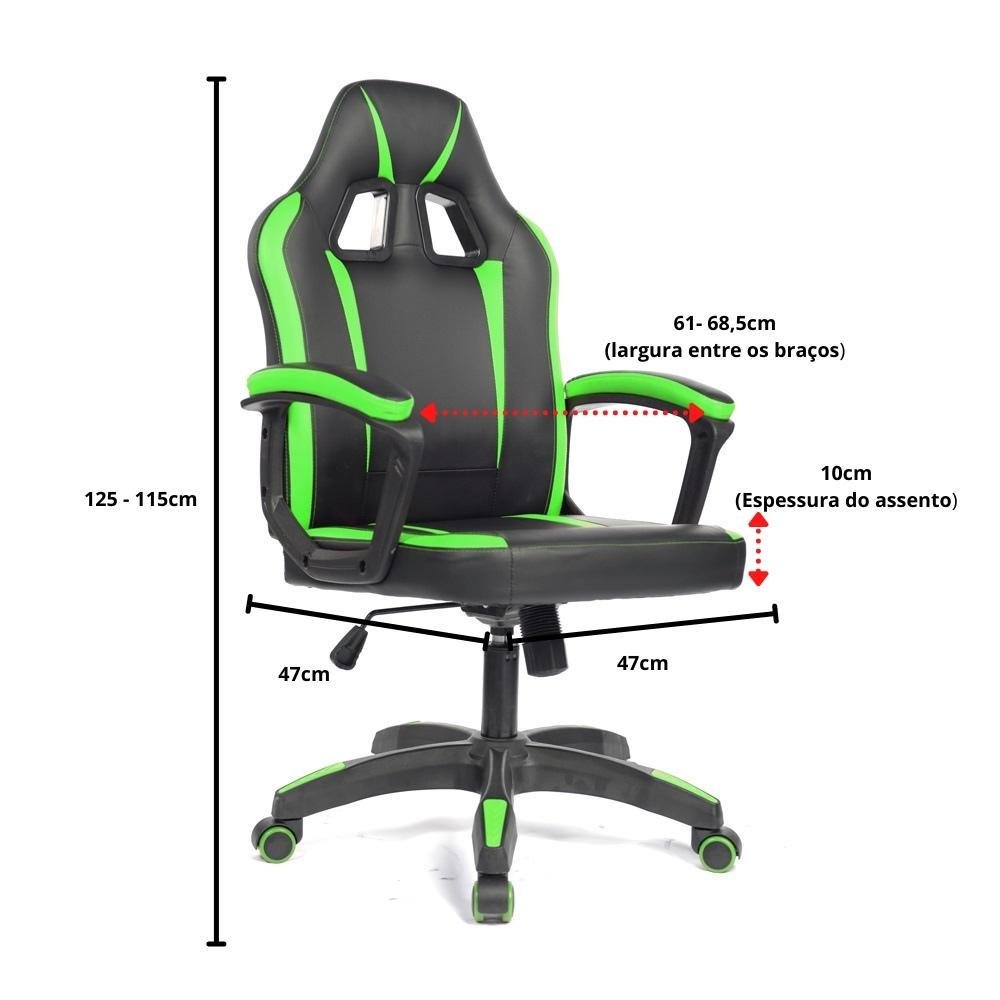 Cadeira Gamer Prizi Runner, 120KG, Verde Cadeira Gamer Prizi Runner, 120KG, Verde