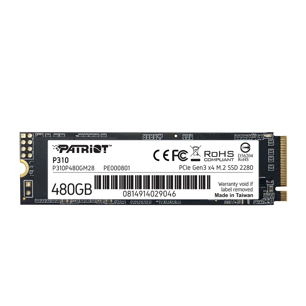 SSD 480Gb Patriot P310, M.2 2280 Pcie 3x4 Nvme 1.3, Leitura 1700mb/s, Grav. 1500mb/s - P310p480gm28