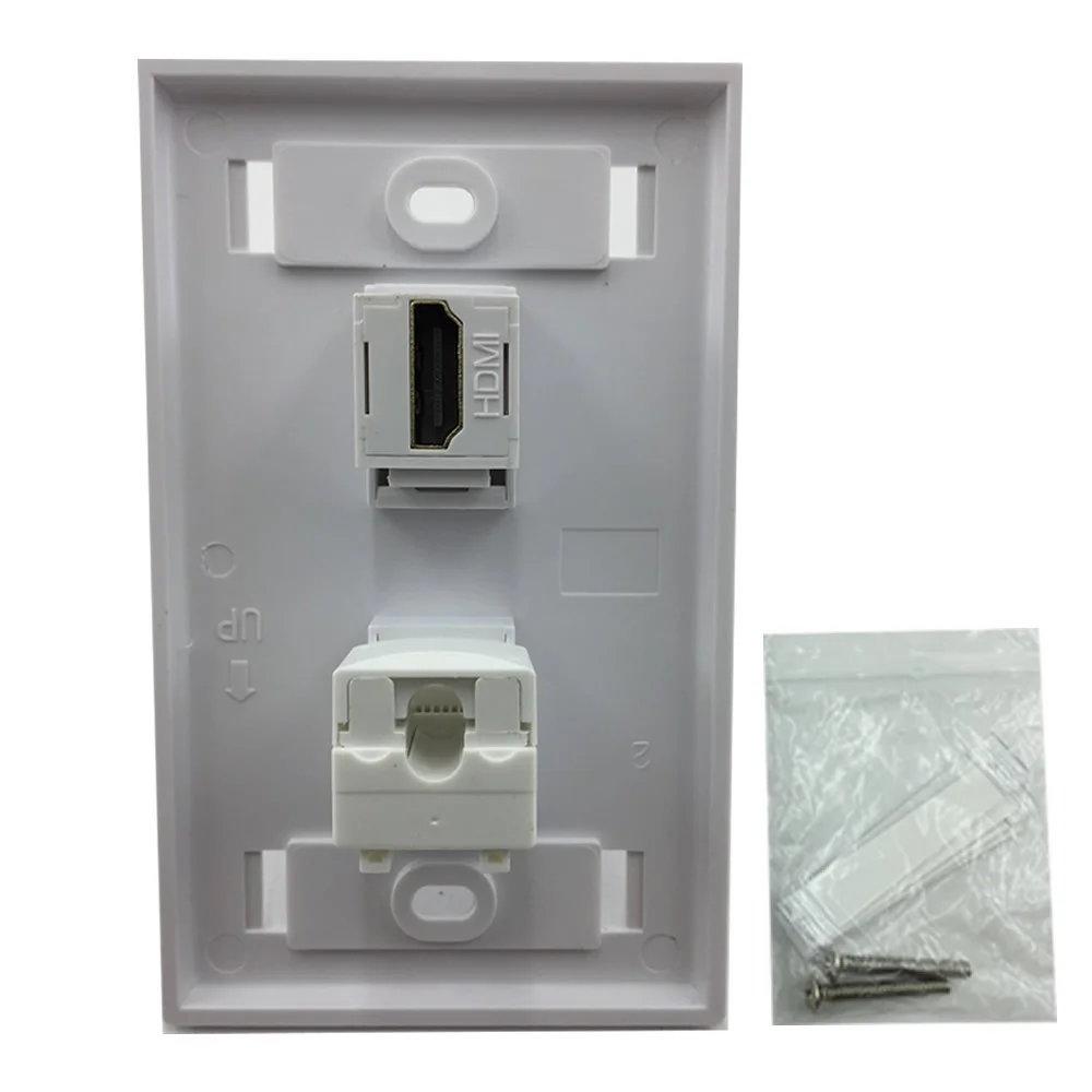 Kit 2 Espelhos De Parede 1 Saída Hdmi E 1 Porta Rj45 Cat5