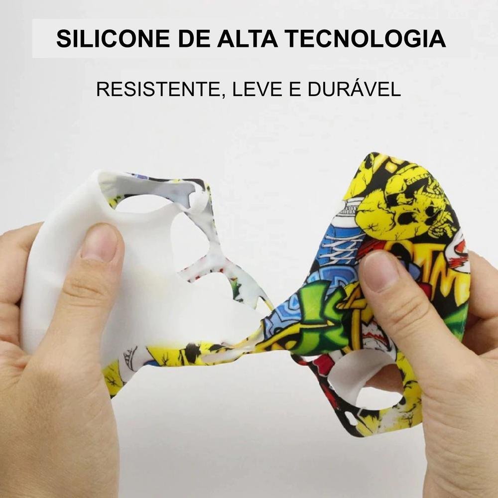 Capa Capinha Case Skin P/ Controle De Ps5 Playstation 5 Protetora Em Silicone Camuflado Alta Proteção Cor: Graffiti 07.