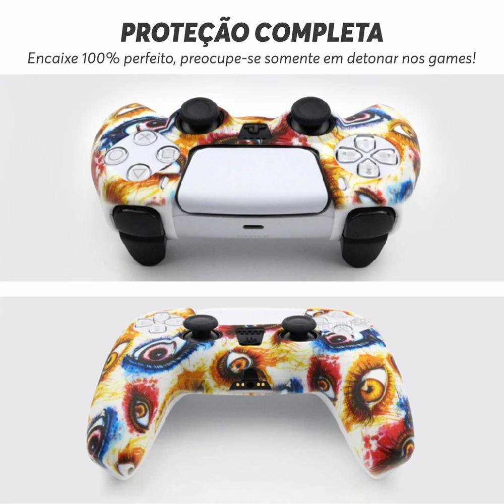 Capa Capinha Case Skin P/ Controle De Ps5 Playstation 5 Protetora Em Silicone Camuflado Alta Proteção Cor: Graffiti 07.