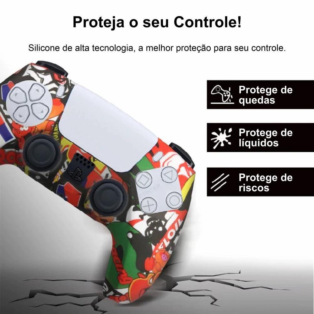 Capa Capinha Case Skin P/ Controle De Ps5 Playstation 5 Protetora Em Silicone Camuflado Alta Proteção Cor: Graffiti 07.