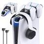 Carregador Dock 2 Controles Ps5 + Suporte Fone Headset Ps 3d