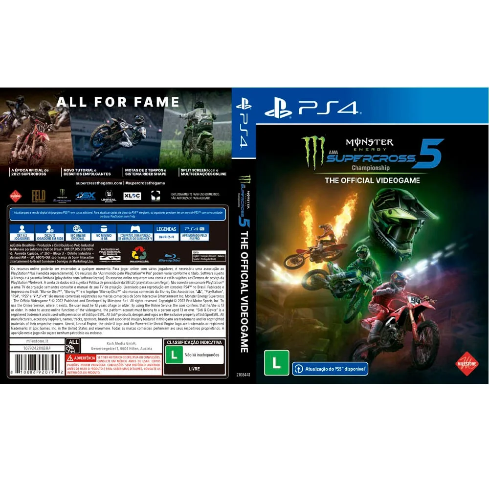 Jogo Monster Energy Supercross, The Official Videogame 5 - PS4 Jogo Monster Energy Supercross, The Official Videogame 5 - PS4