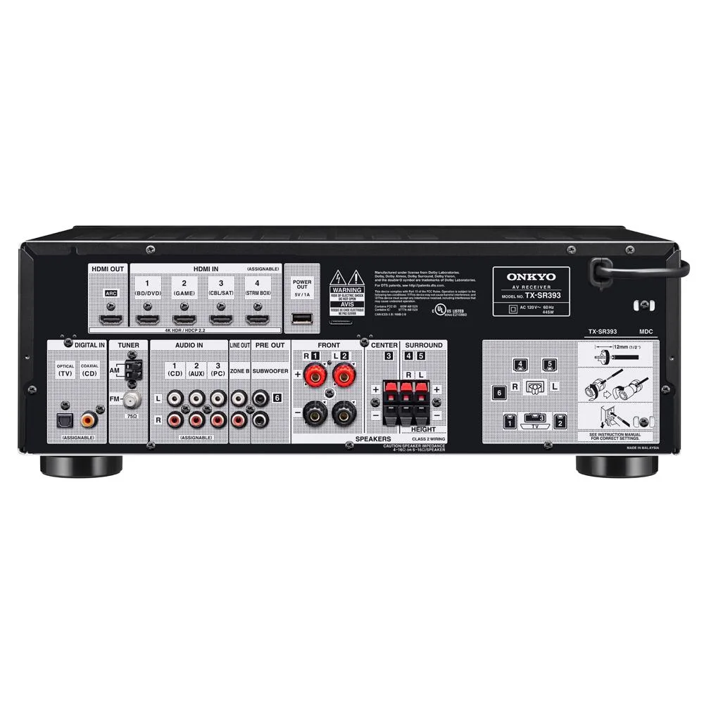 Receiver Onkyo TXSR393 52 Canais 4k HDR KaBuM