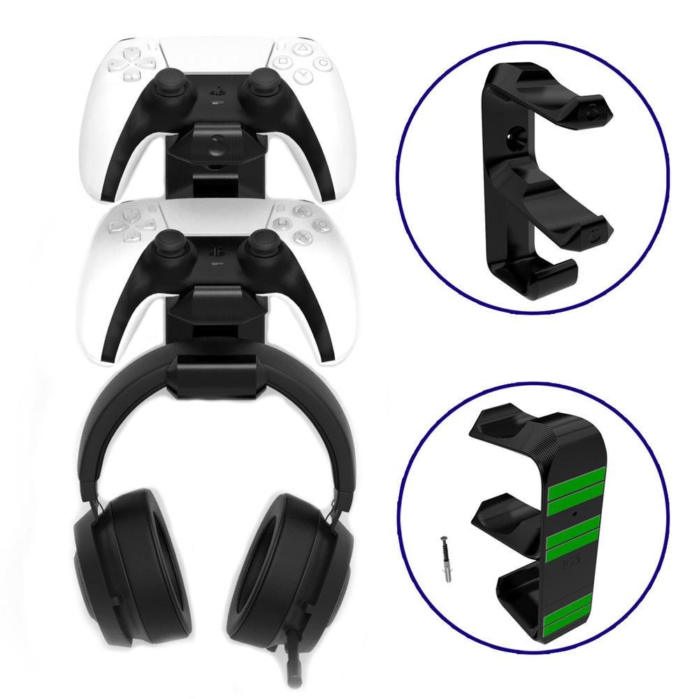 Suporte Sculpy VN, De Parede, P/ 2 Controles De Playstation 5 E Headphone, Preto Suporte Sculpy VN, De Parede, P/ 2 Controles De Playstation 5 E Headphone, Preto