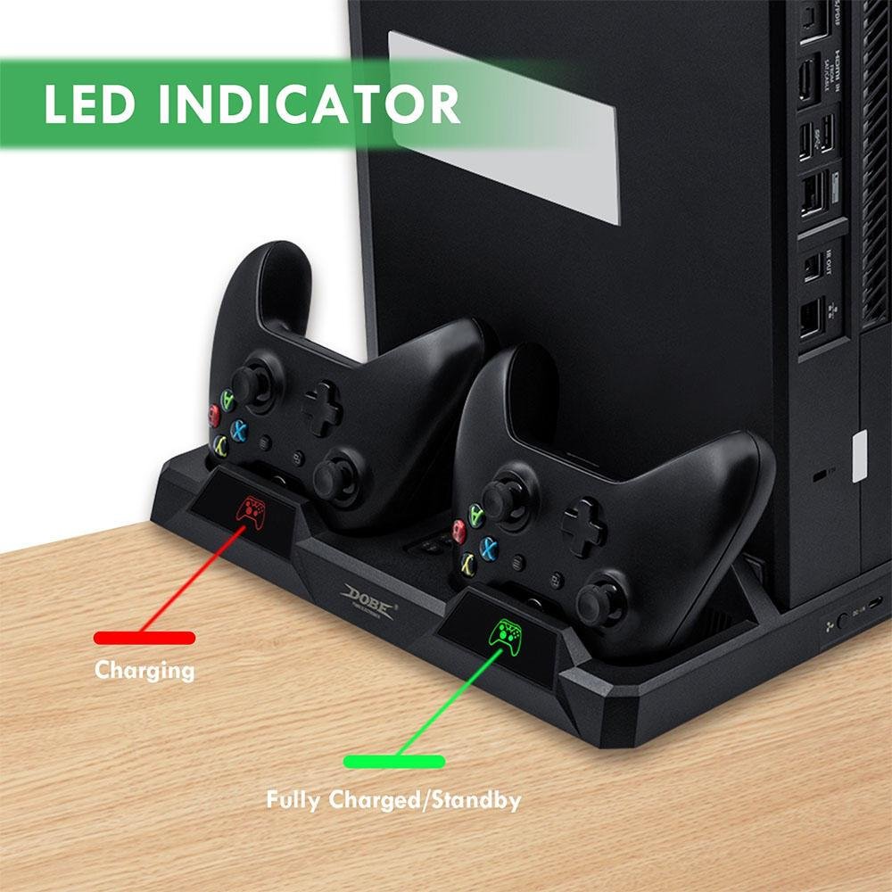 Base Multifuncional Dobe Com Cooler E Carregador De Controle + 2 Bateria para Xbox One S X - TYX-18122