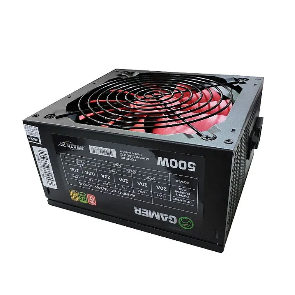 Fonte Brazilpc 500W Real, 80plus Bronze, 24 Pinos, ATX Fonte Brazilpc 500W Real, 80plus Bronze, 24 Pinos, ATX