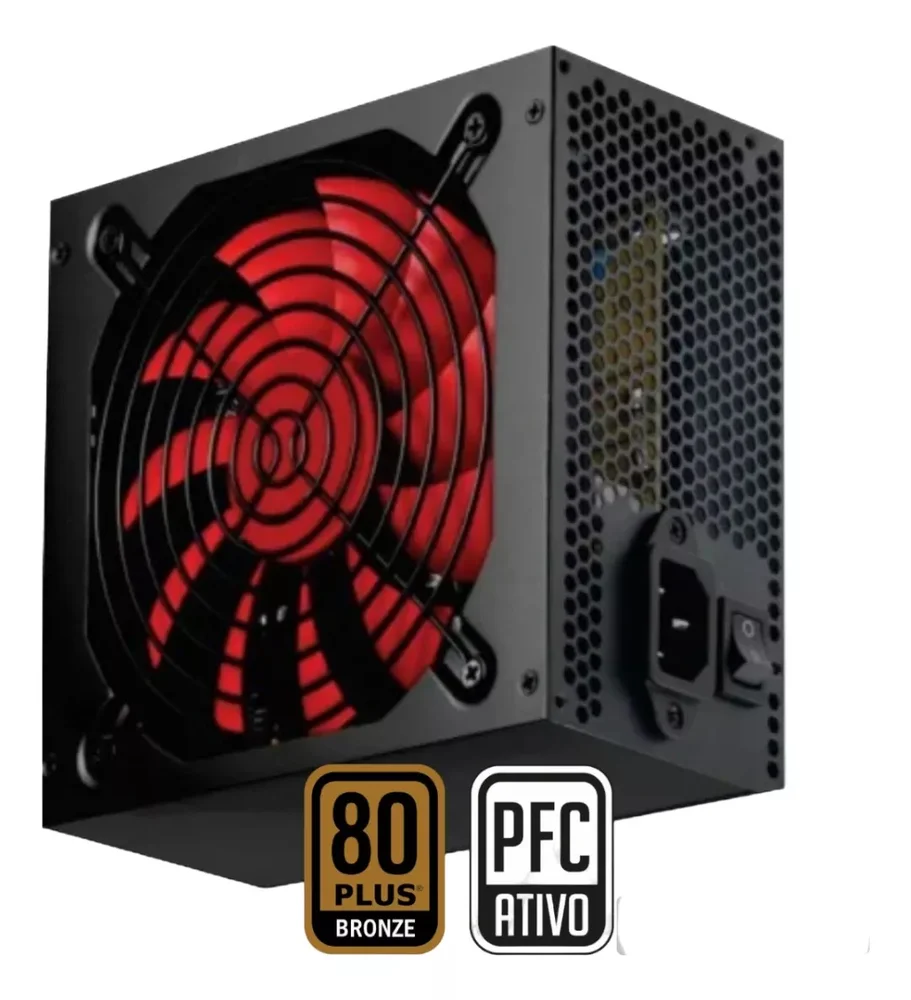 Fonte Brazilpc 500W Real, 80plus Bronze, 24 Pinos, ATX Fonte Brazilpc 500W Real, 80plus Bronze, 24 Pinos, ATX