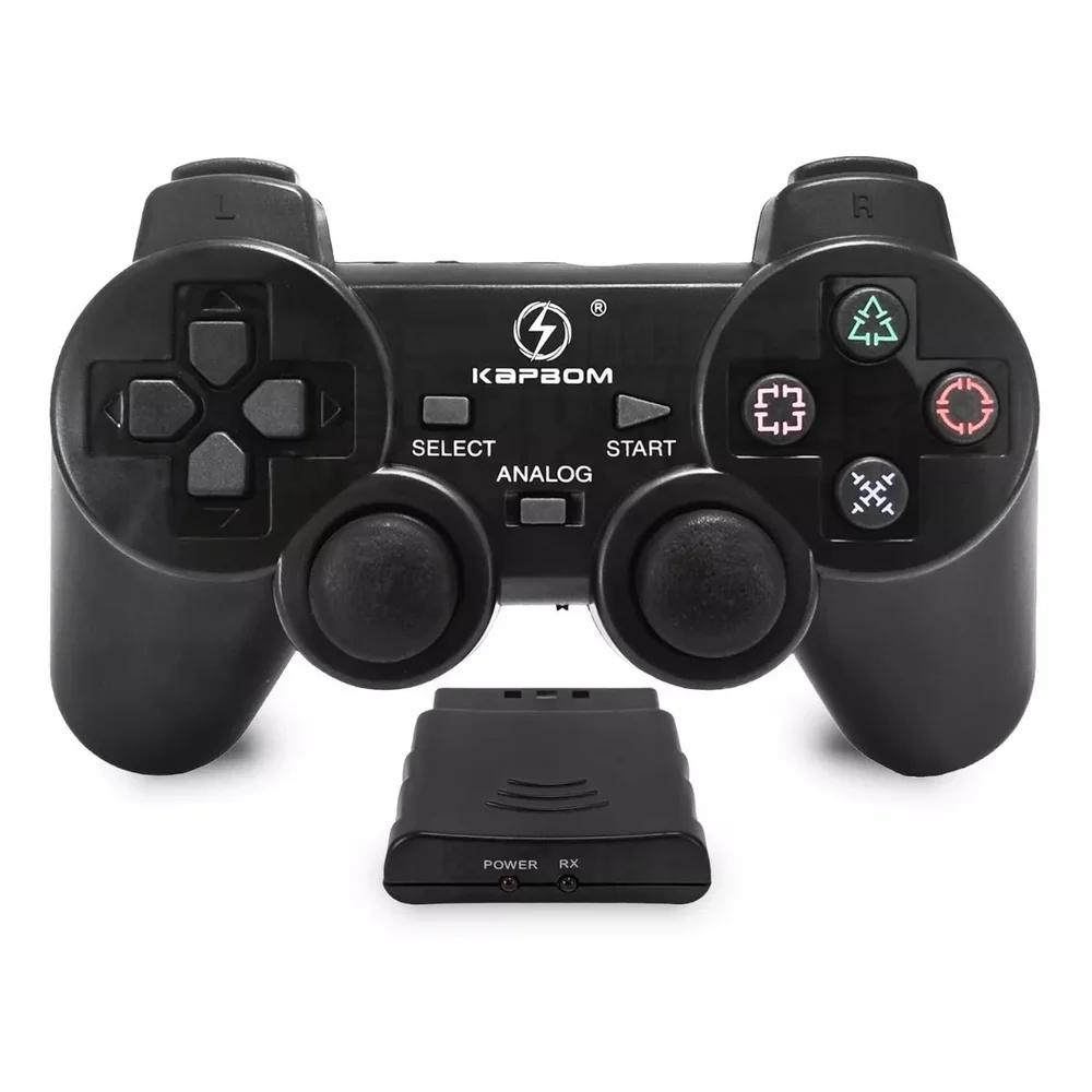 Controle Playstation 2 Kapbom Sem Fio, Ps2/Ps1, Wireless, Preto Controle Playstation 2 Kapbom Sem Fio, Ps2/Ps1, Wireless, Preto