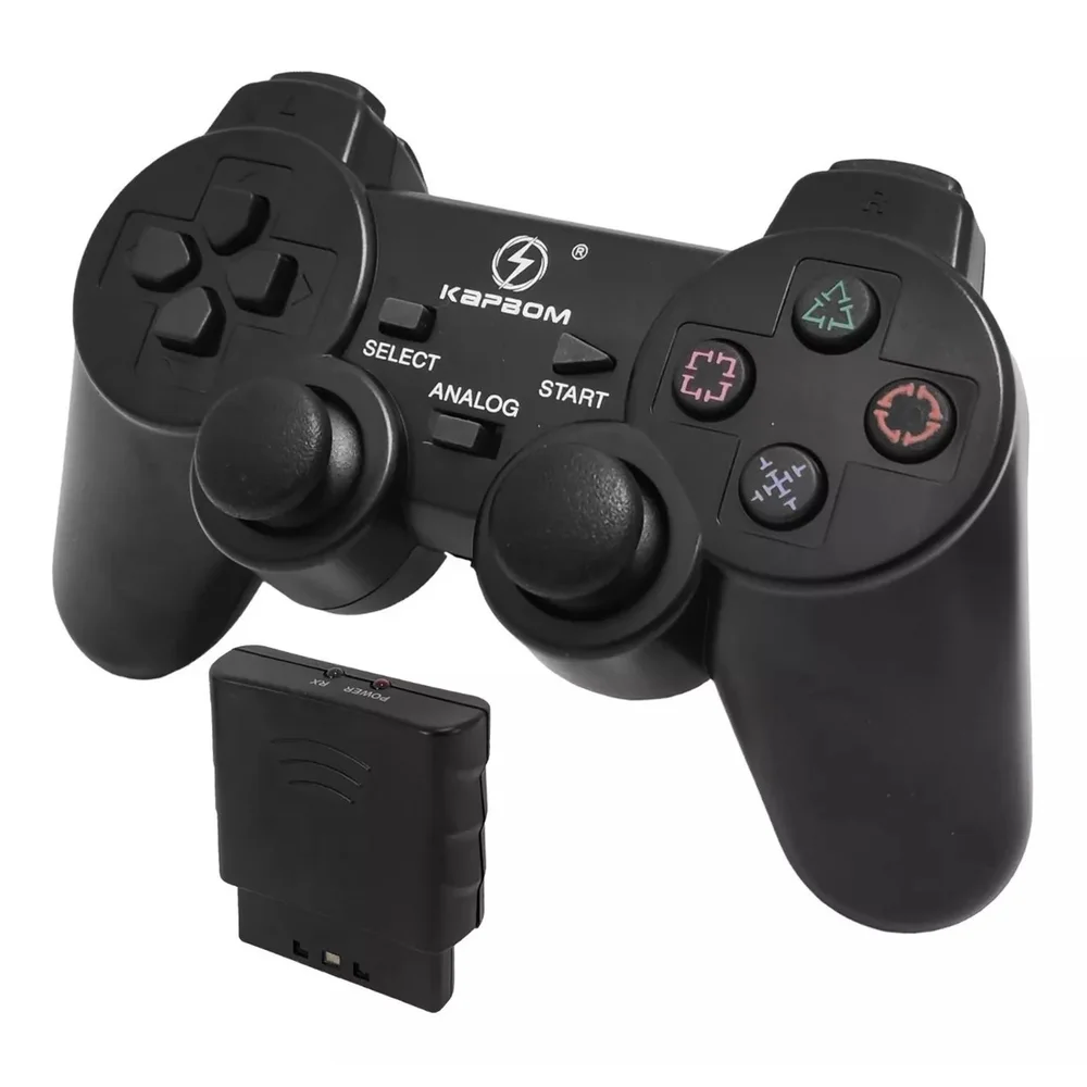 Controle Playstation 2 Kapbom Sem Fio, Ps2/Ps1, Wireless, Preto Controle Playstation 2 Kapbom Sem Fio, Ps2/Ps1, Wireless, Preto