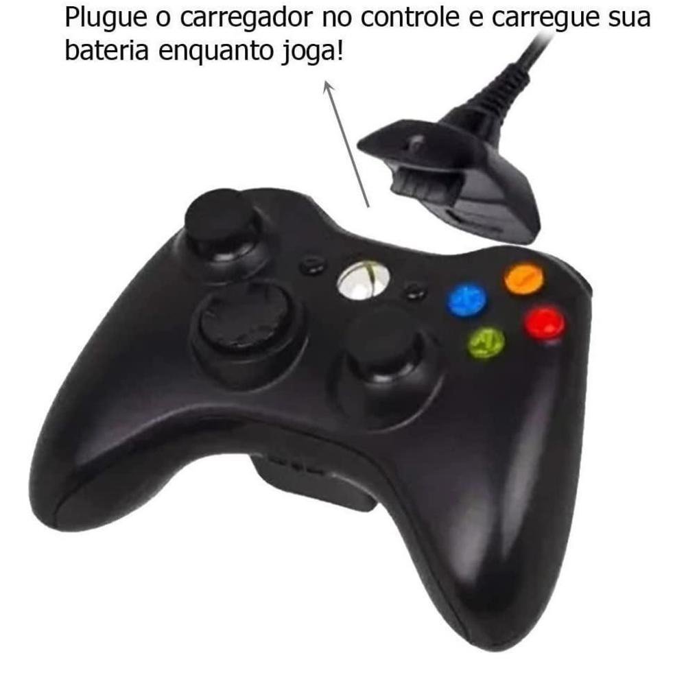 Bateria Recarregável + Cabo Carregador Para Controle Wireless De Xbox 360, 12000mah