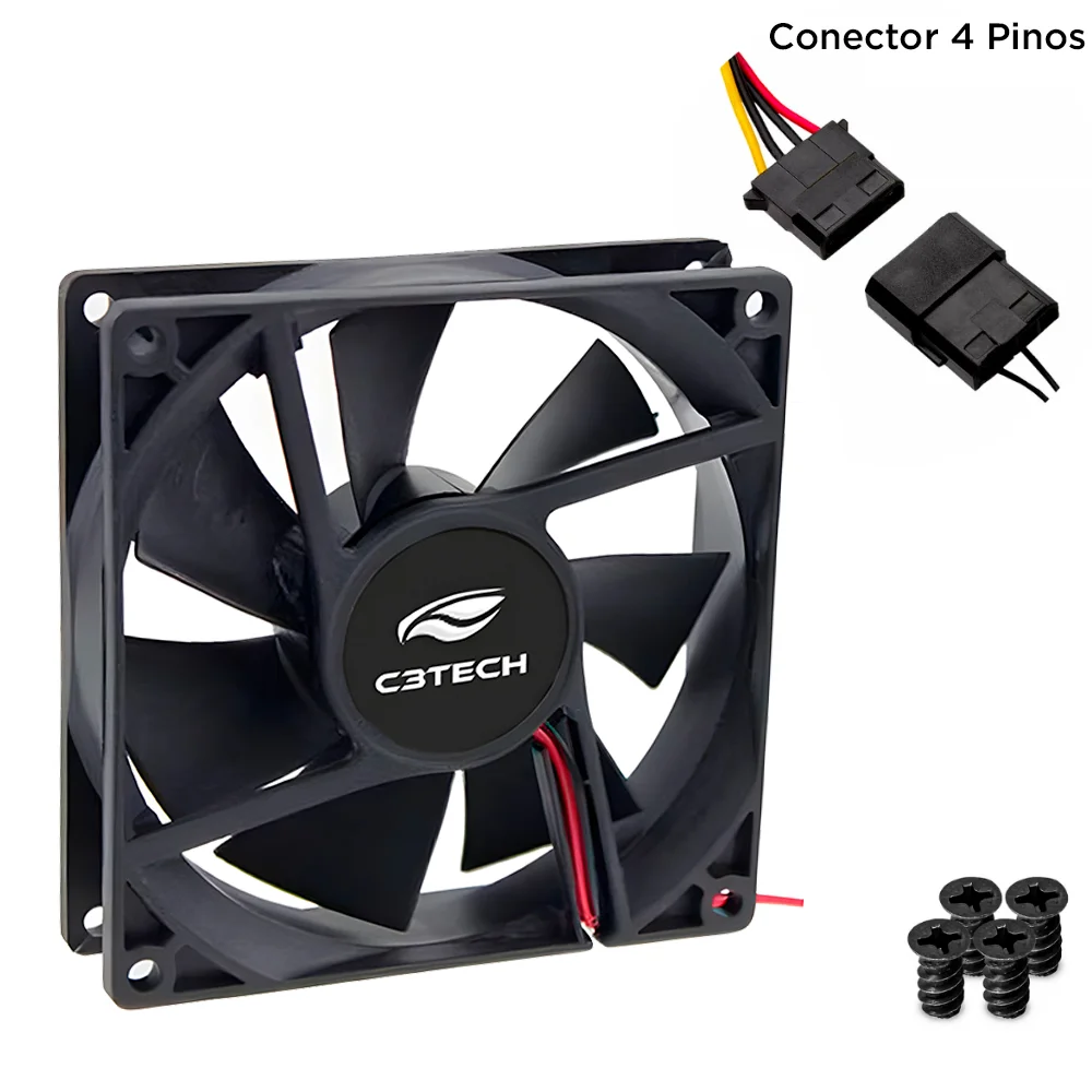 Cooler FAN C3tech Storm 80Mm 4 Pinos Molex KaBuM