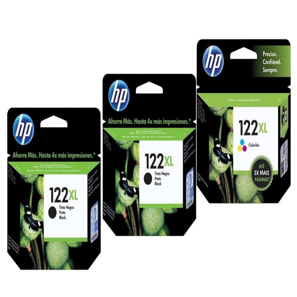 Kit 2 Cartucho 122xl Preto + 1 color Para 1000, 2050, 3050, 2000