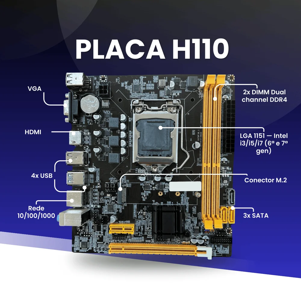 Kit Placa Me H110 Memória 8GB DDR4 Cooler KaBuM