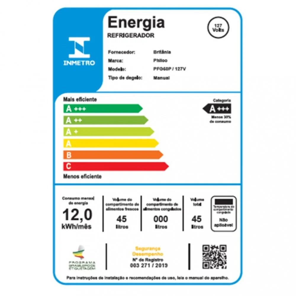 Frigobar Philco Pfg50p, 45L, Degelo Manual, Controle De Temperatura, 110V, Preto Frigobar Philco Pfg50p, 45L, Degelo Manual, Controle De Temperatura, 110V, Preto