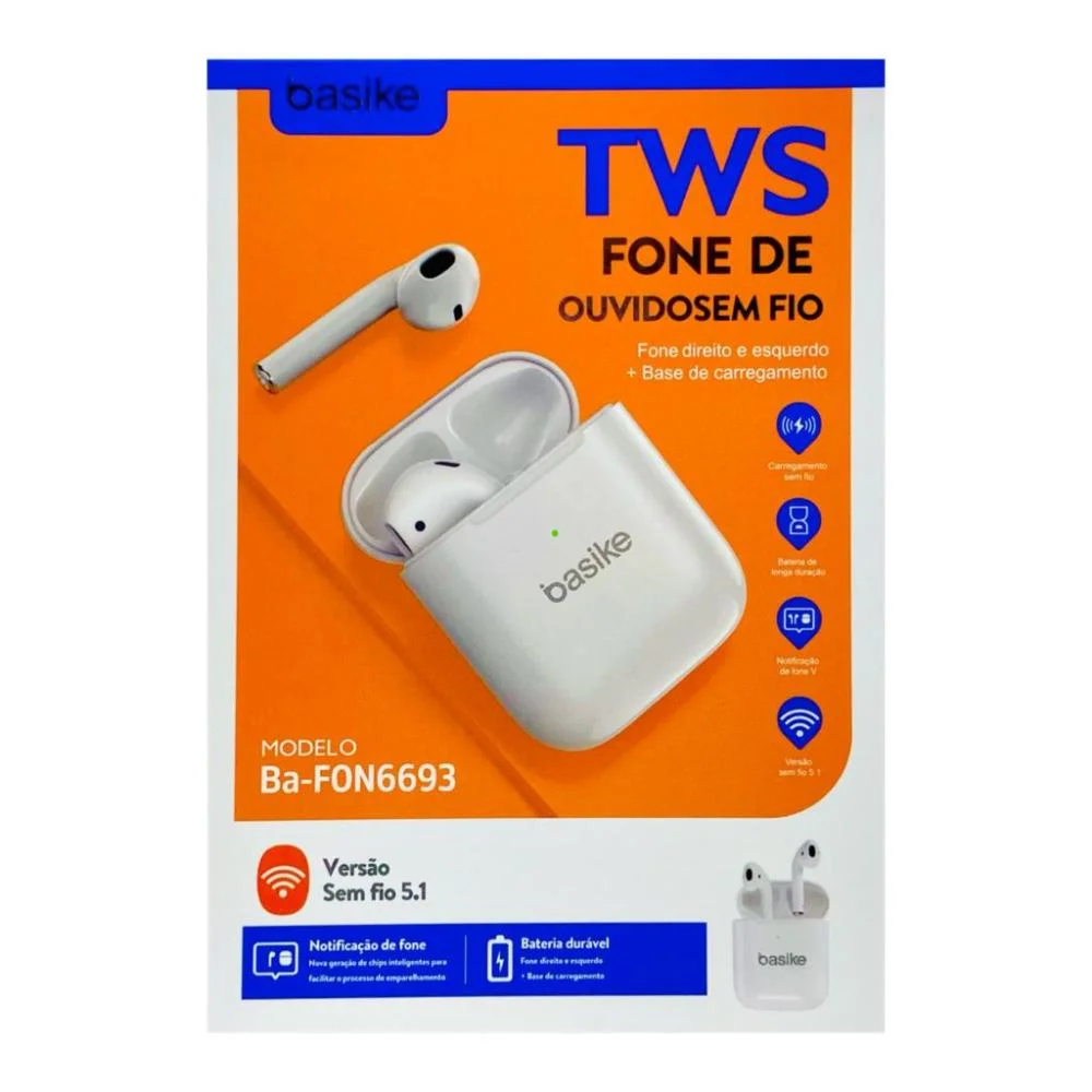 Fone Basike Tws Bluetooth Estéreo KaBuM