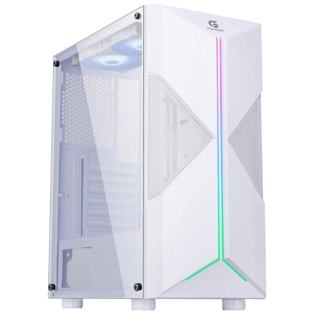 Gabinete Gamer Fortrek Holt, Mid Tower, LED RGB, Lateral Em Acrílico, Branco - 80524 Gabinete Gamer Fortrek Holt, Mid Tower, LED RGB, Lateral Em Acrílico, Branco - 80524