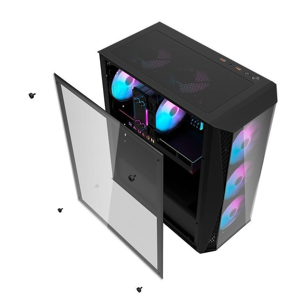 Gabinete Gamer Hyrax Hgb600b, FULL Tower, Lateral De Vidro