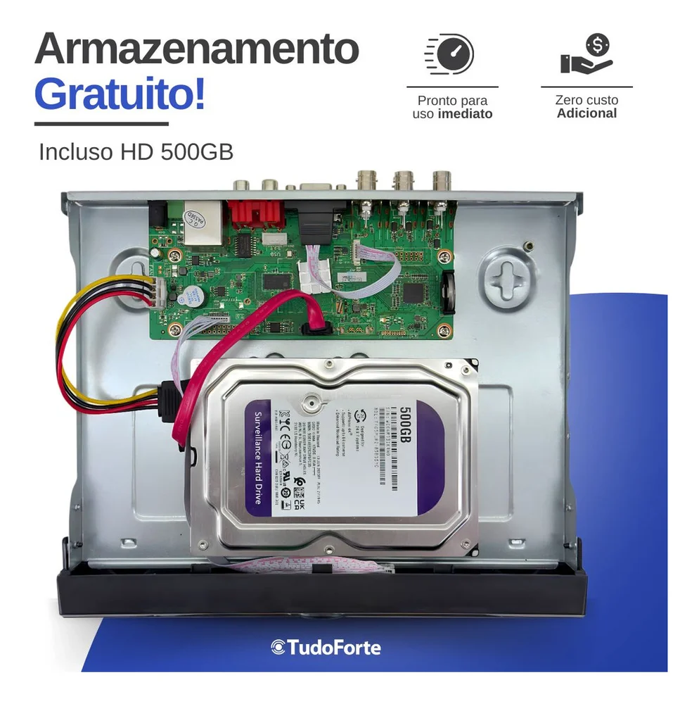 Kit 2 Câmeras Intelbras Tf 1220 B, Full Hd 1080p, Bullet Visão Noturna 20m, Proteção Ip66 + Dvr Gravador Intelbras Mhdx 3004-c, 4 Canais + Hd 500gb