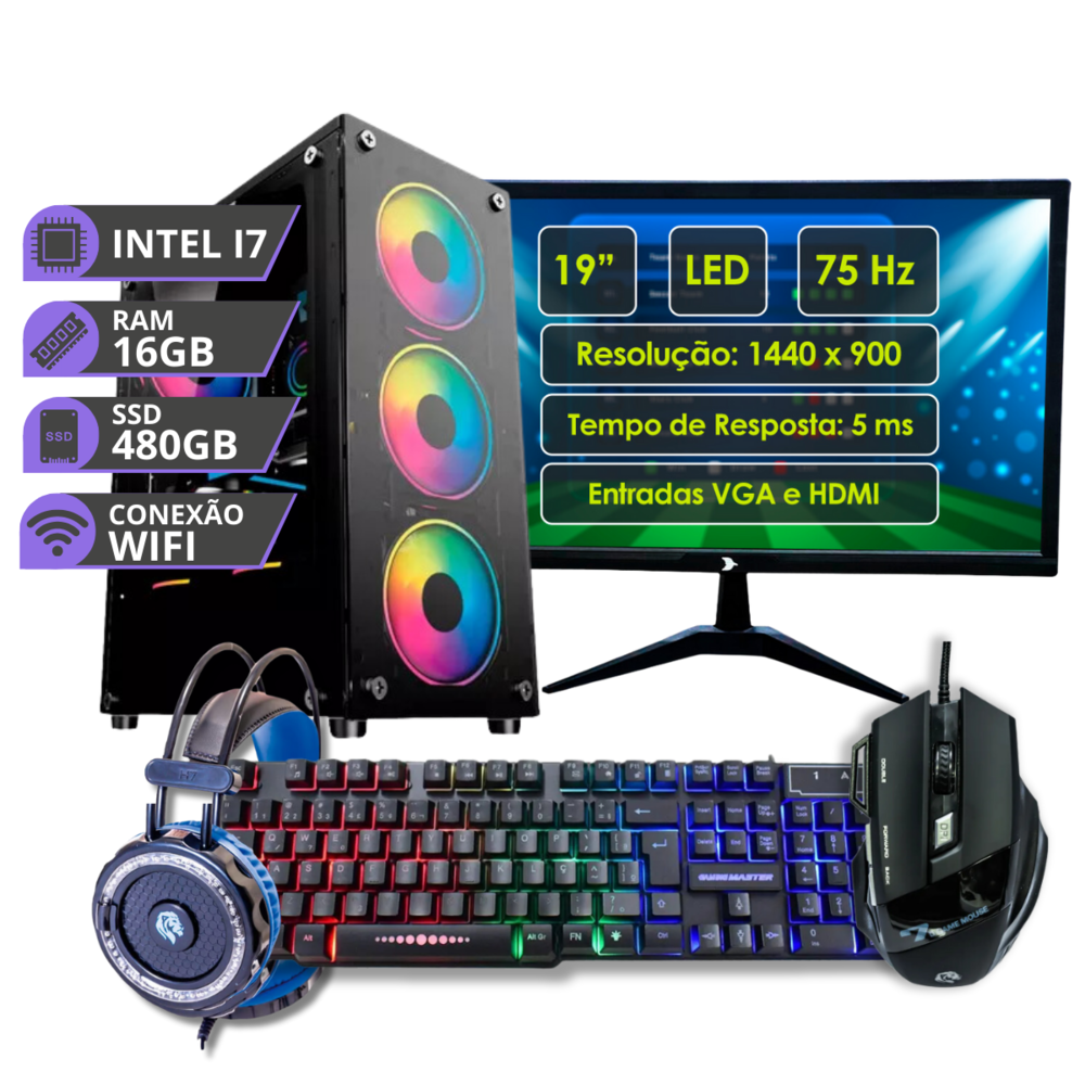 ゲーミングPC/core i7/500GB/NVIDIAグラボ/Office Pc Gamer Completo Intel I7 16GB SSD 480GB KaBuM