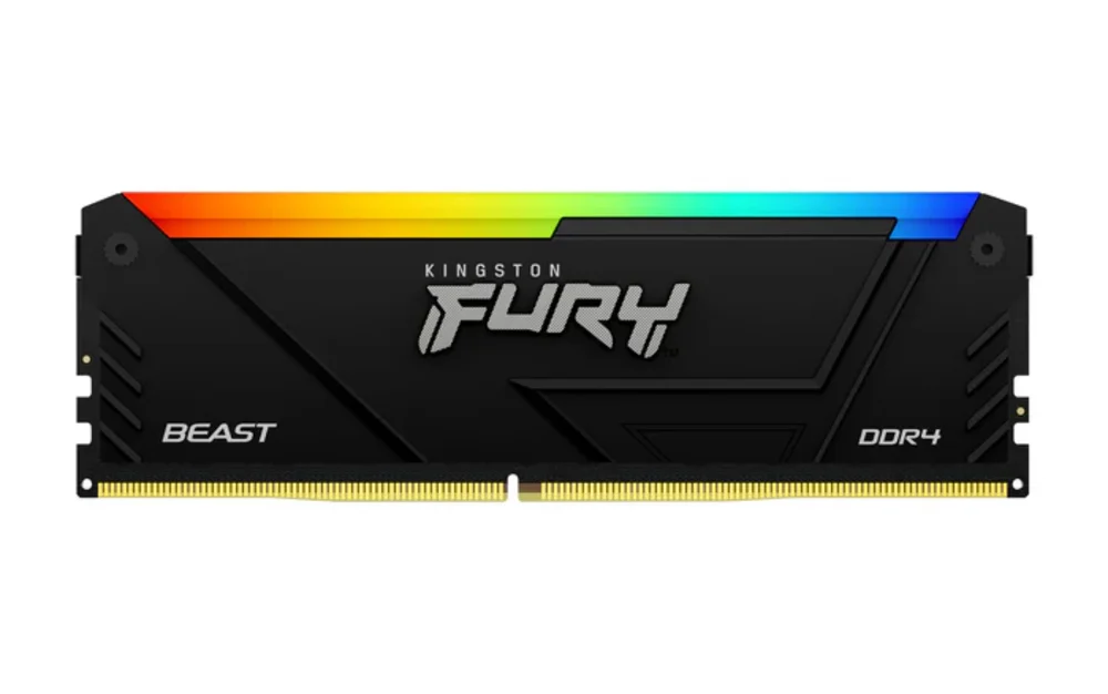 Memória Kingston Fury Beast, 8GB, 3200MHZ, DDR4, RGB, PRETO - KF432C16BB2A/8 Memória Kingston Fury Beast, 8GB, 3200MHZ, DDR4, RGB, PRETO - KF432C16BB2A/8