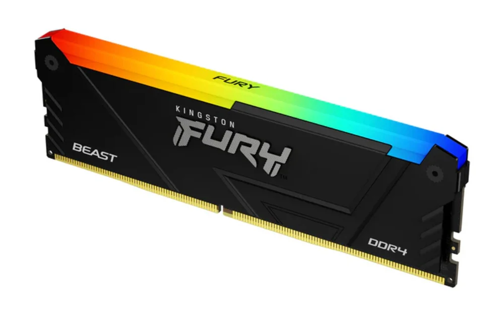 Memória Kingston Fury Beast, 8GB, 3200MHZ, DDR4, RGB, PRETO - KF432C16BB2A/8 Memória Kingston Fury Beast, 8GB, 3200MHZ, DDR4, RGB, PRETO - KF432C16BB2A/8
