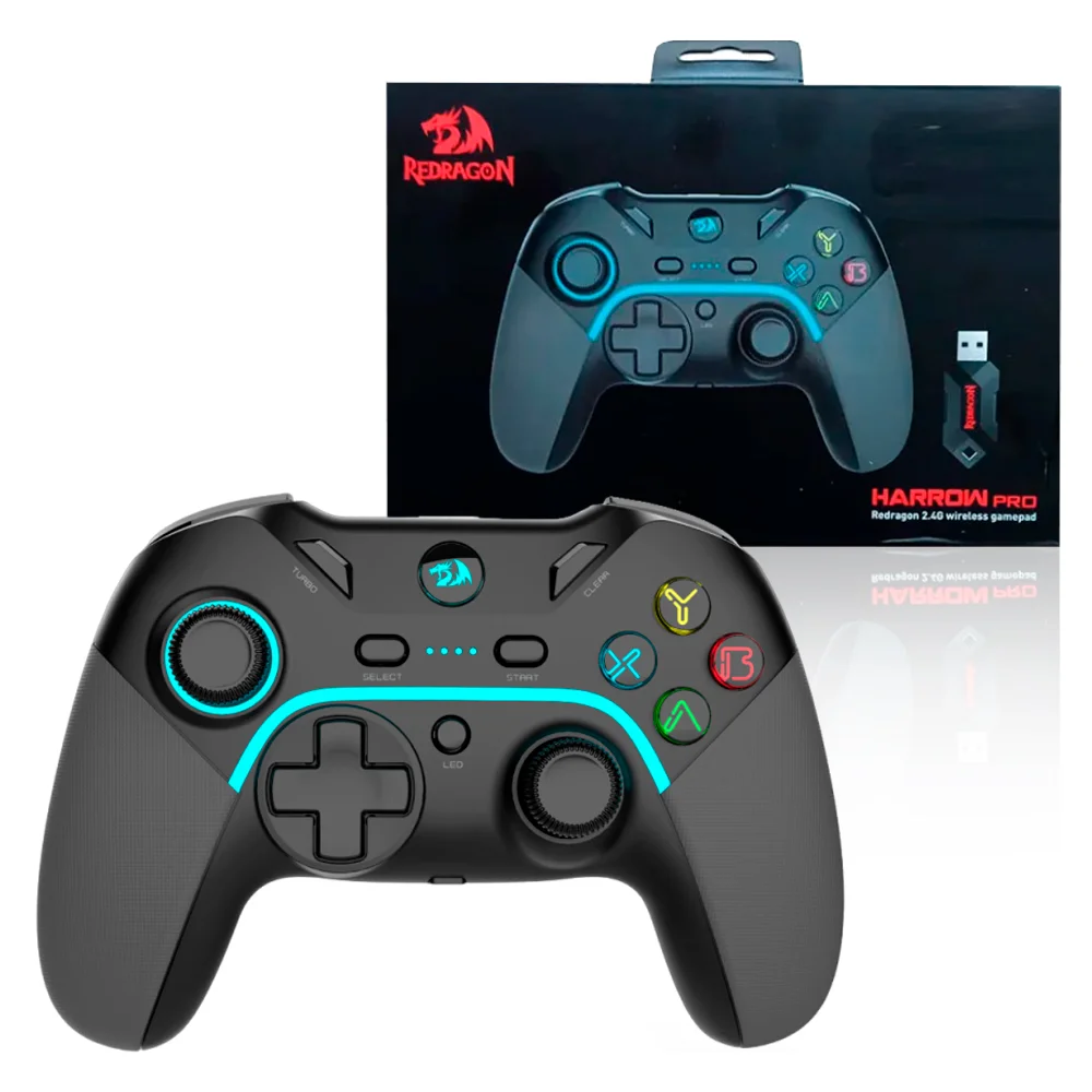 Controle Joystick Sem Fio Redragon Harrow Pro, Pc, PS3, Preto - G808 Pro Controle Joystick Sem Fio Redragon Harrow Pro, Pc, PS3, Preto - G808 Pro