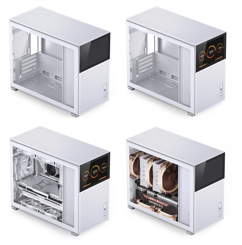 Gabinete Jonsbo D31 Mesh Screen, Branco, ATX Alumínio, Com tela LCD Gabinete Jonsbo D31 Mesh Screen, Branco, ATX Alumínio, Com tela LCD