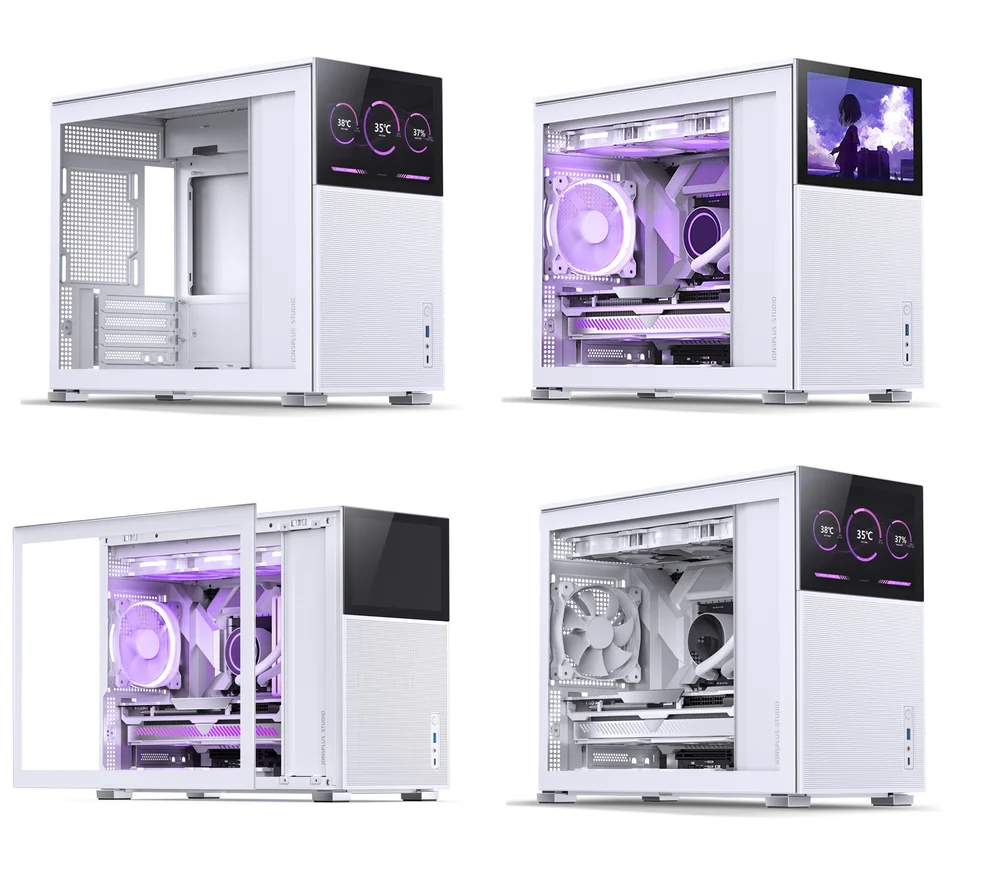 Gabinete Jonsbo D31 Mesh Screen, Branco, ATX Alumínio, Com tela LCD Gabinete Jonsbo D31 Mesh Screen, Branco, ATX Alumínio, Com tela LCD
