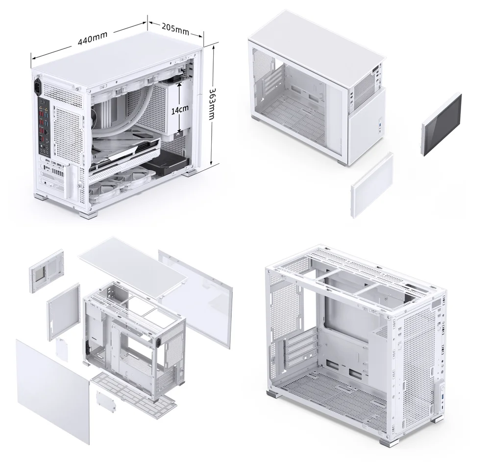 Gabinete Jonsbo D31 Mesh Screen, Branco, ATX Alumínio, Com tela LCD Gabinete Jonsbo D31 Mesh Screen, Branco, ATX Alumínio, Com tela LCD