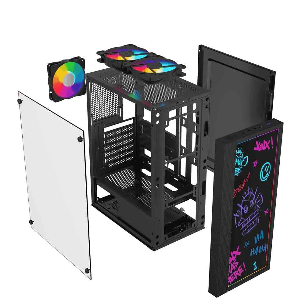 Gabinete Gamer Concórdia Creative, Mid Tower, ARGB, Vidro Frontal Para Escrita, 3 Fans Gabinete Gamer Concórdia Creative, Mid Tower, ARGB, Vidro Frontal Para Escrita, 3 Fans