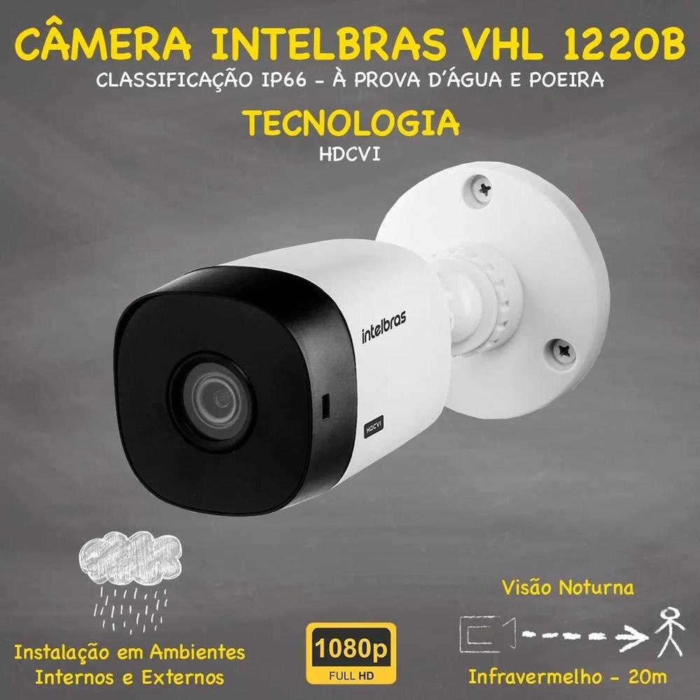 Kit Intelbras Cftv, 8 Cameras FULL HD, VHL 1220 + DVR 3008-C, 2TB