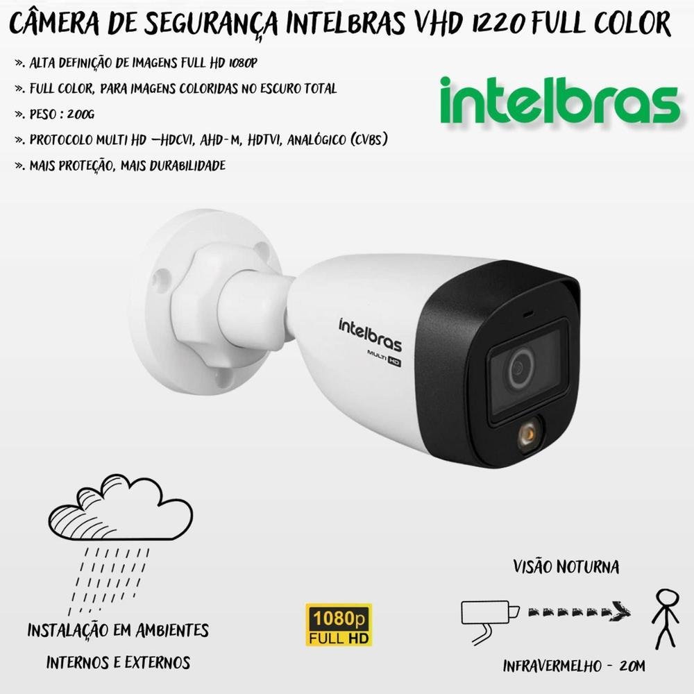 Kit 16 Cameras Intelbras, 1220, Full Color, Dvr Mhdx 16 Ch, Color Noite