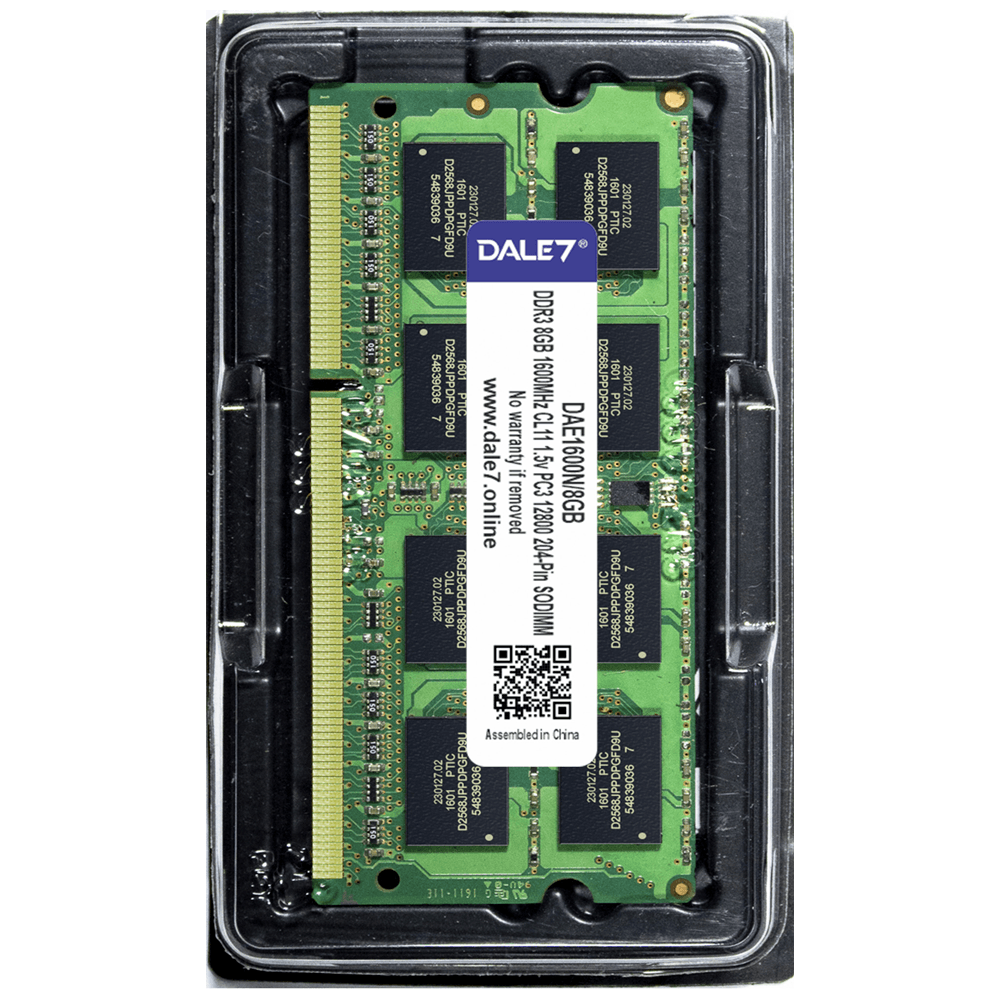 Memória Dale7, 8GB, 1600Mhz, DDR3, Notebook, 1.5v Memória Dale7, 8GB, 1600Mhz, DDR3, Notebook, 1.5v