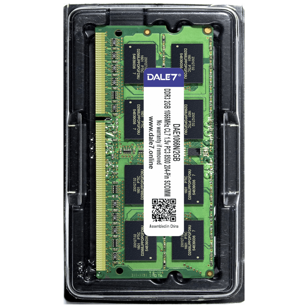 Memória Dale7, 2GB, 1066Mhz, DDR3, Notebook, 1.5v Memória Dale7, 2GB, 1066Mhz, DDR3, Notebook, 1.5v