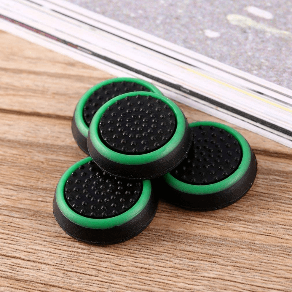 Grip Silicone 4 Capinhas Radalishop, Para Controle Analógico Xbox 360, Ps3, Ps4, Ps5, Preto, Borrachinha Verde