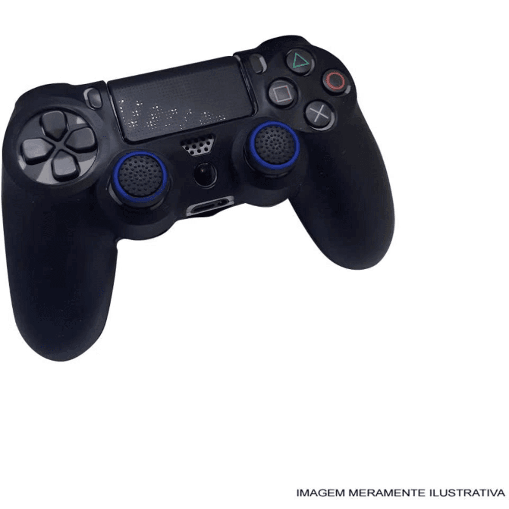 Grip Silicone 4 Capinhas Radalishop, Para Controle Analógico Xbox 360, Ps3, Ps4, Ps5, Preto, Borrachinha Verde