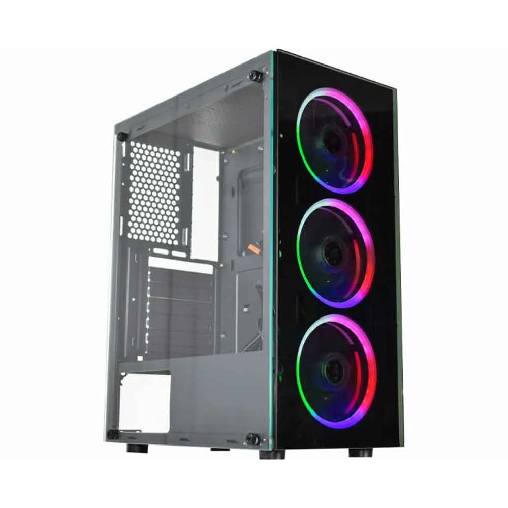 Gabinete Gamer K-mex Al10, Painel Vidro, 3fan, 120x120mm Gabinete Gamer K-mex Al10, Painel Vidro, 3fan, 120x120mm