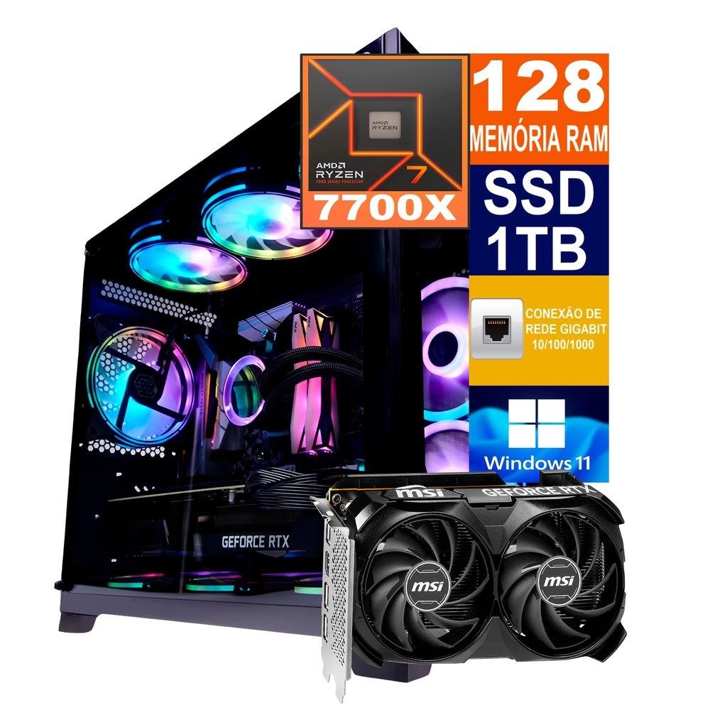 PC Gamer AMD Ryzen 7 7700x 128GB Memória RAM