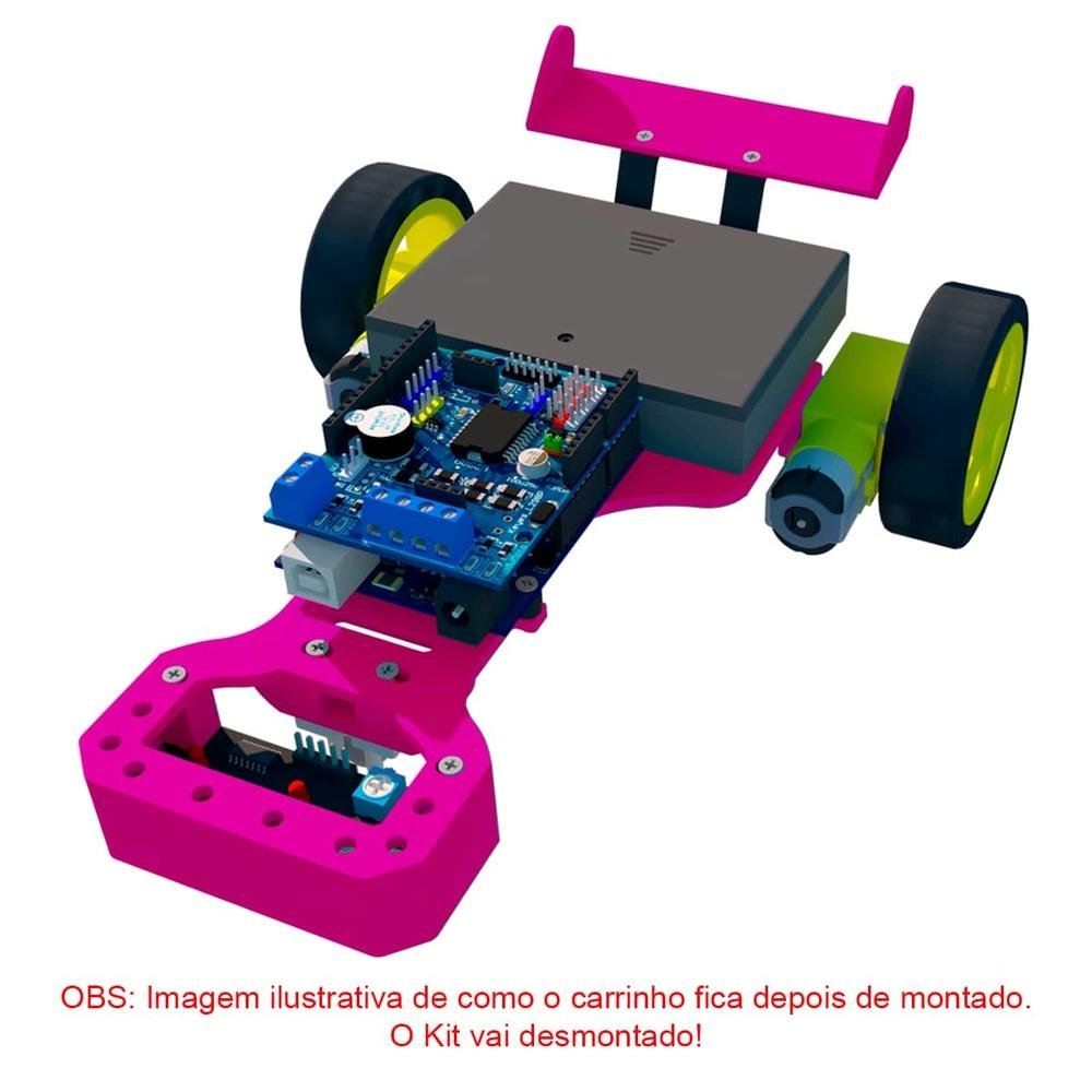 Kit Casa da Robótica Montar Robô Seguidor Rosa