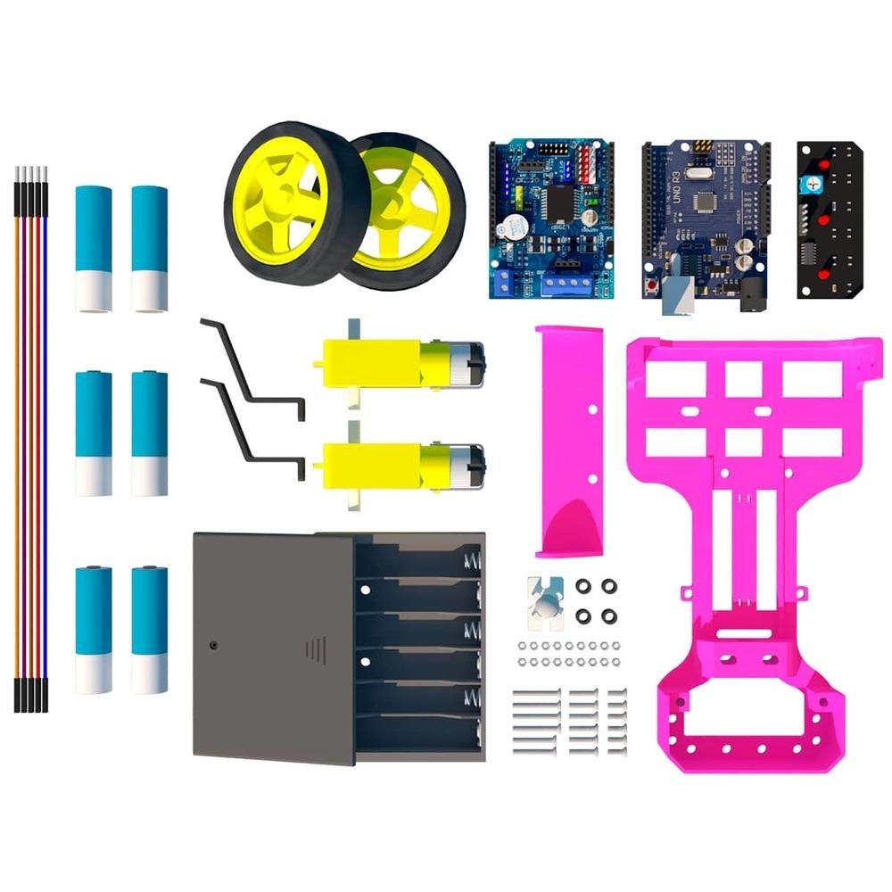 Kit Casa da Robótica Montar Robô Seguidor Rosa