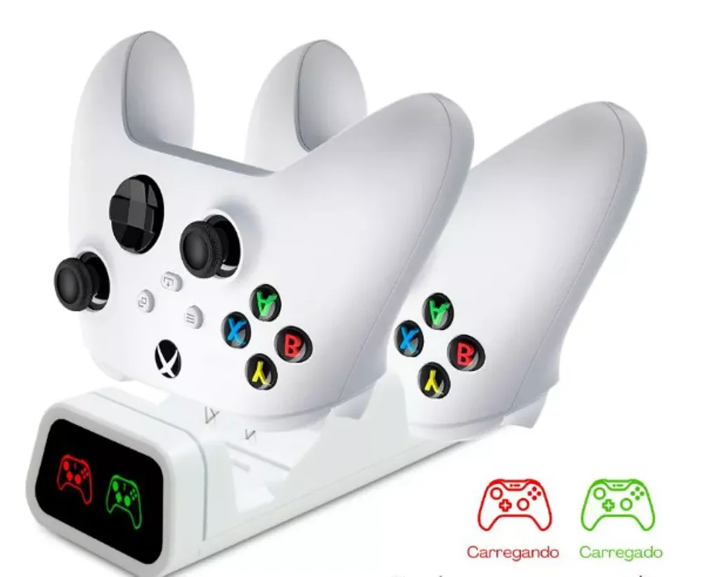 Carregador Base Para Controle Xbox One Series S E X, Branco Carregador Base Para Controle Xbox One Series S E X, Branco