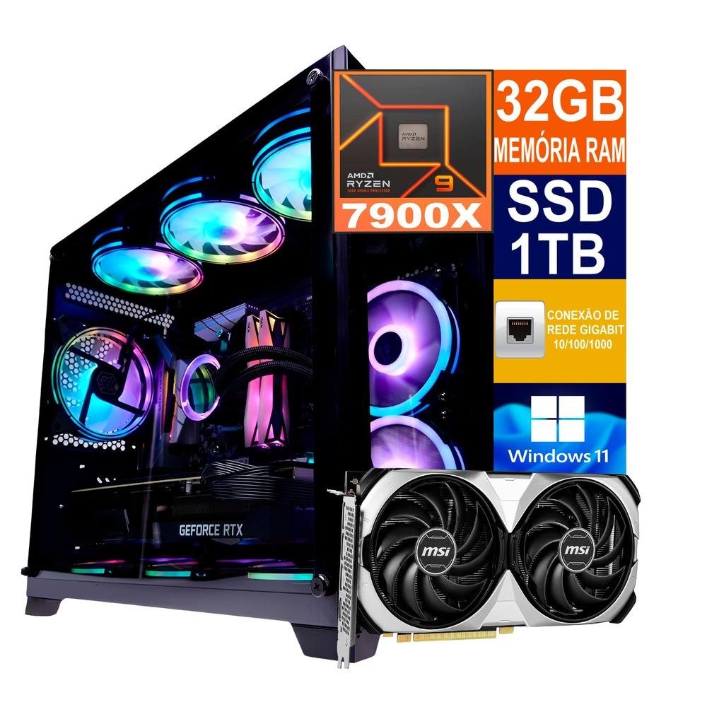 Pc Gamer Amd Ryzen 9 32GB SSD 1TB M2 Nvme KaBuM