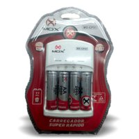 Carregador Com 4 Pilha Recarregável 2600mah Aa Mox